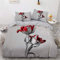 Luowei Bettwäsche 200x220cm Vintage Blumen Muster Bettbezug Weiche Microfaser Floral Bettwäsche Set für Doppelbett mit Reißverschluss und 2 Kopfkissenbezüge 80 x 80cm, Grau