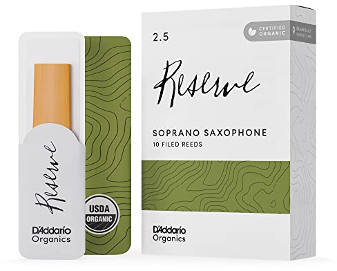 D'Addario Organic Reserve Soprano Saxophone Reeds - Sax Reeds - Individually Sealed - 2.5 Strength, 10 Pack