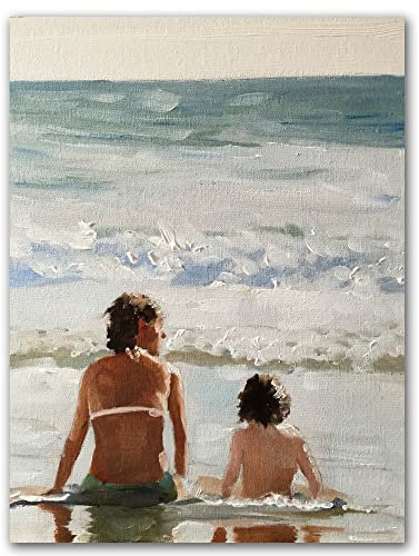 James Coates - Mutter und Tochter am Strand Kunstdruck Poster Wandkunst 40,6 x 30,5 cm (A3)
