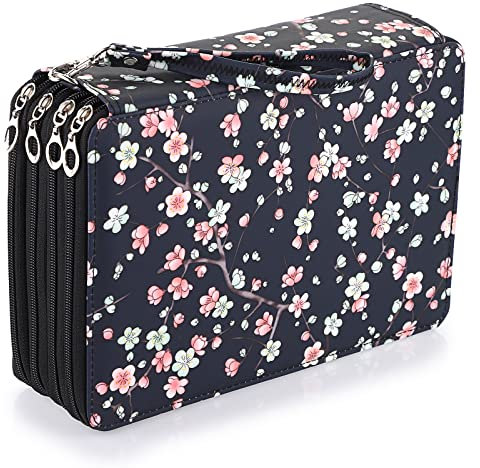 BSTKEY 200 Slots Pencil Wrap Case Pencil Holder, Colored Pencil Pouch Bag Pen Storage Organizer with Zipper for Color Pencils Stationery (Plum)