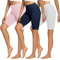 Libella 3er Pack Short de Cyclisme Legging Court Femme Short Taille Haute en Coton Short de Sport d'été Opaque Bleu foncé Blanc Rose 4165 L