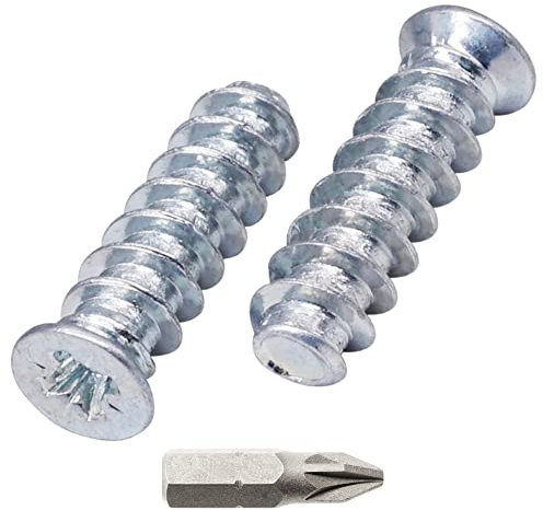 SKIR'CO (50 pièces) Vis Euro zinguées 6.0 x 20 mm, Vis de Glissière de Tiroir, Tête fraisée plate, Vis de charnière