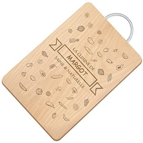 Maverton Planche à découper personnalisée pour elle - Plateau en bois avec manche en métal pour femme - maman - Planche avec gravure pour anniversaire - decoration cusine - Légumes