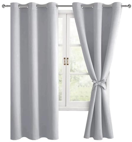 Hiasan Verdunklungsvorhänge Gardinen mit Ösen,Silver grau Blickdicht Vorhänge,2 Stück,106 x 160 cm (Breite x Höhe),weiche Schiebevorhänge für Schlafzimmer,Wohnzimmer usw.