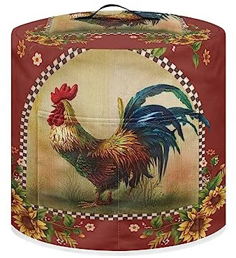 Annejudy Sunflower Coq Protection pour autocuiseur de cuisine - Housse anti-poussière pour petits appareils avec poignées et poches, housse légère pour friteuse à air comprimé, accessoires de cuisine