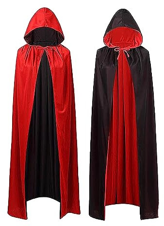 Capa De Vampiro, Capa con Capucha Reversible Roja Y Negra, Capa De Disfraz De Halloween, Disfraces De Disfraces De Fiesta En Casa De Halloween (120 CM)