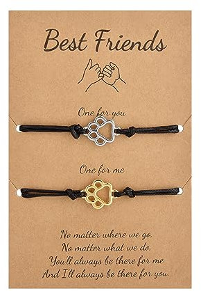 Candyfancy BFF Armbänder für 2 Freundschaft Armbänder Freundschaftsarmband Katzenpfoten Armband Set Geschenk für Beste Freundin Mädchen Damen
