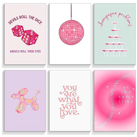 Prinajssiad Poster, ungerahmt, 20,3 x 25,4 cm, Rosa, adrett, für ästhetische Raum, Folklore, Taylor, Affirmationen, Leinwand, Wandkunst, Schlafzimmer, Wohnheim, Wandcollage, 6 Stück