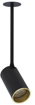 Deckenstrahler Schwarz Gold schmal Ø 5,5 cm H: 23-29 cm Unterputz Lochdurchmesser: 35 mm GU10 verstellbar Modern Deckenlampe Spot Wohnzimmer Flur