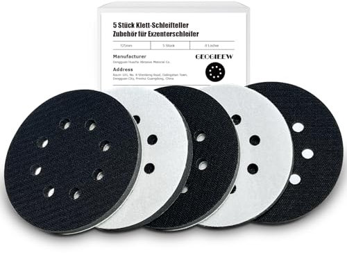 GEOGIEEW 5PCS Sponge Interface Pad 125mm Soft Foam Sanding Pads for Orbital Sander, Sanding Pads for Polishing and Sanding Curved Surfaces, Hook and Loop Replacement Buffer Padfor DrillLow Noise