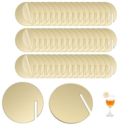Hezhou 30 Piezas Marcador de Copas de Vino para Fiesta Acrílico Etiquetas Bebida Marcador Bebida Acrílico Transparente Abalorios para copas de vino etiquetas de identificación (39mm)