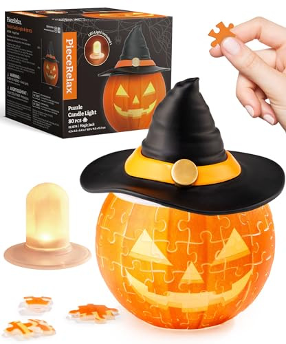 PieceRelax 3D LED Puzzle Candle Light Magic Jack | 3D Puzzle for Adults, Indoor & Outdoor Halloween Decorations, Rechargeable, Decorative Light, KL1074