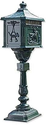 Mailbox,post box Floor-Standing Mailbox/European Mailbox/Retro Creative Magazine Box/Outdoor Decoration/Cast Aluminum Does Not Rust Postbox Outdoor Mailbox/Inbox/43.3inches mailbox