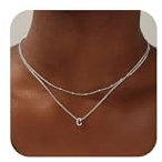 TINGN Silberkette Damen Buchstaben Kette - 14K Weißgold Gefülltes Halskette Mit Buchstaben C Initialen, Geschichtete Buchstabenkette, Modeschmuck für Frauen