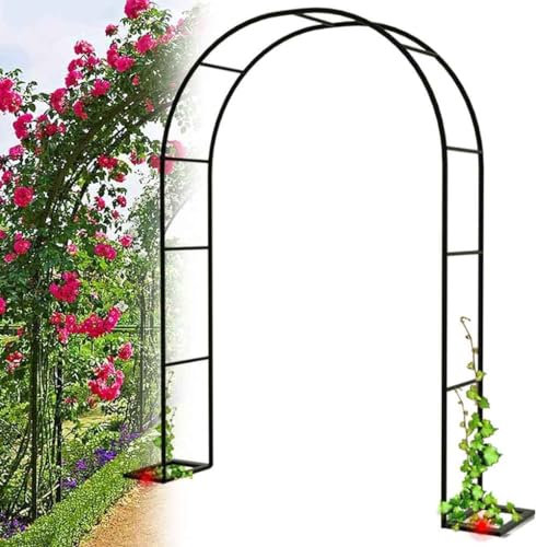 SEVSO Torbogen Metall Stabil Rosenbogen Verzinkt Massiv Rankenbogen Rundbogen Rankgitter Wetterfest Gartenbogen Rankhilfe Für Klettern Von Weinreben Schwarz,Schwarz,W2.4M*H2.2M