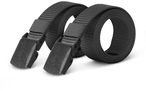 Bestlivings hemmy Canvas Unisex Stoffgürtel (2er Pack) 130cm x 3cm, Verstellbarer Arbeitsgürtel ohne Löcher - Kunststoffschnalle - Gürtel für Damen und Herren