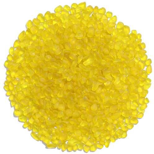 QYGL Sea Glass Stones - 0.9LB Yellow Frosted Glass Pebbles Gemstones - Perfect for Aquarium Rocks, Fish Tank Gravel, Vase Fillers, DIY Crafts, and Home Decor