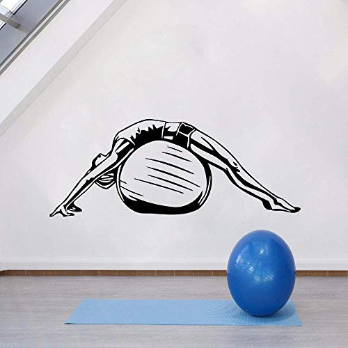 WANGSHUAIS - Adesivi murali Pilates Adatti per la Decorazione di studi di Yoga, Adesivi per Sala Fitness, Arte della Palla Fitness, Adesivi murali Rimovibili per la Decorazione della Palestra 57X22Cm