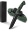 DRACHENADER Survival Messer XR-B01 Outdoor Messer feststehendes Messer Gürtelmesser Full Tang mit Scheide, Schwarze Klinge + Grüner Griff
