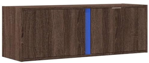 vidaXL TV Wandschrank, TV Schrank Lowboard mit LED-Beleuchtung, Hängeschrank Fernsehschrank für Wohnzimmer, Fernsehtisch TV Board Hängend, Braun Eichen-Optik