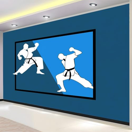 Vlies Fototapete Karate-Schild Blau Wohnzimmer Schlafzimmer Motivtapeten Wandtapete Tapete Vliestapete UV-Beständig Hohe Auflösung 400x280 cm