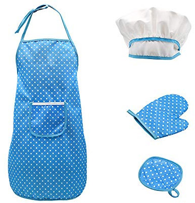 Backutensilien-Schürzen-Set, 18-teilig, Edelstahl, Backset, Echtes Kochset, Kinderküche, Spielset für Mädchen und