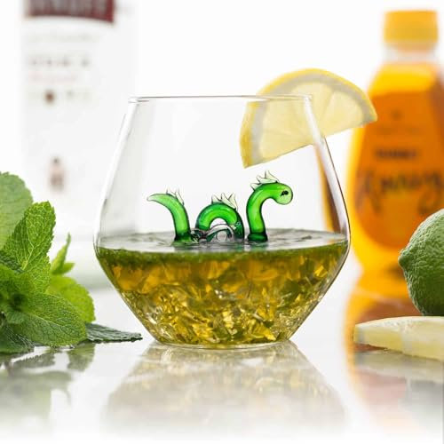 CKB LTD Nessie in a Glass Tumbler 500ml Large - Ideal for Water Whisky Orange Juices - Unique Single Novelty Sea Monster Drinking Glass 1pc