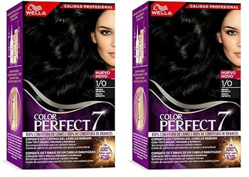 Wella Color Perfect - Tinte de Coloración Permanente para un Cabello Hidratado y Luminoso - Tono Negro Infinito (Paquete de 2)