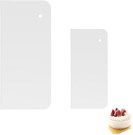 Lunpog 2 Stück Klares Acryl-Kuchenschaber Glätter Kuchenschaber Buttercreme Kuchenspachtel Kuchen Zuckerguss Dekorieren Kamm Torten Backen Zubehör Tortenspachtel für Backen Werkzeuge Küche Backen DIY