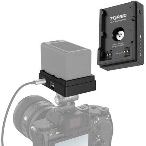 Toprig BC08 BP-A30 BP-A60 Battery Adapter Plate, PD 20W Input with LED Power Indicator, with D-TAP/USB-C/USB-A Output, Designed for Canon BP-A Type Battery