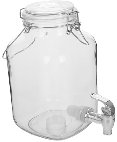 LALADEFIEE Airtight Glass Storage Jar for Wine Large Flask Tap Water Container for Kitchen