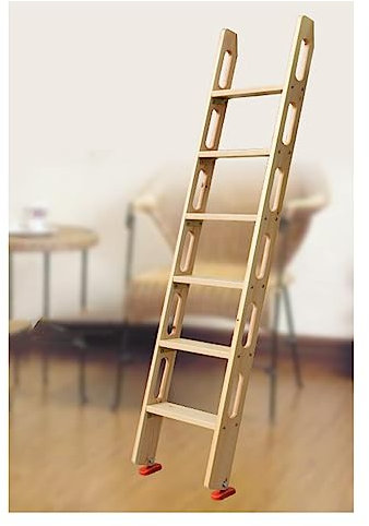 49,2 59 69 Zoll Lange Etagenbettleiter aus Massivholz, Ersatzleiter für Schlafsaalkabinen und Wohnwagen mit rutschfesten Gummifüßen (Größe: 49,2 Zoll/125 cm/4 Stufen)