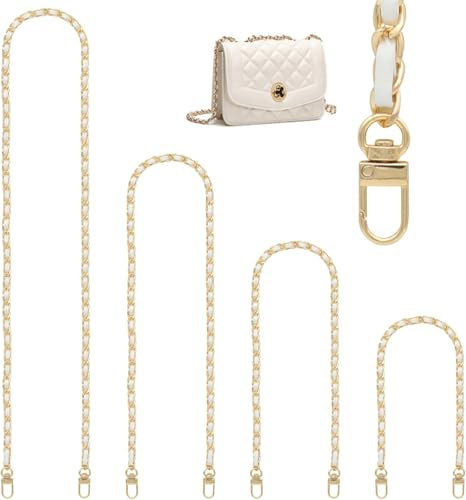 HOSSOM 4 Stück Taschenkette, Kette Trageriemen, Metall Schulterriemen, 30 & 60 & 100 & 120 cm, für DIY, Taschen, Handtaschenketten, Umhängetasche Handtasche Ersatzkette