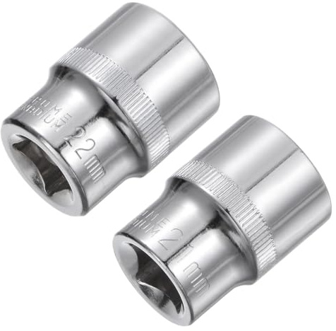 TA-VIGOR 2Pcs 1/2-Inch Drive 21mm 22mm 6-Point Shallow Socket Cr-V Drive Socket Metric Socket for DIY Hand-Making Repair Automotive for Auto Repairing and Household