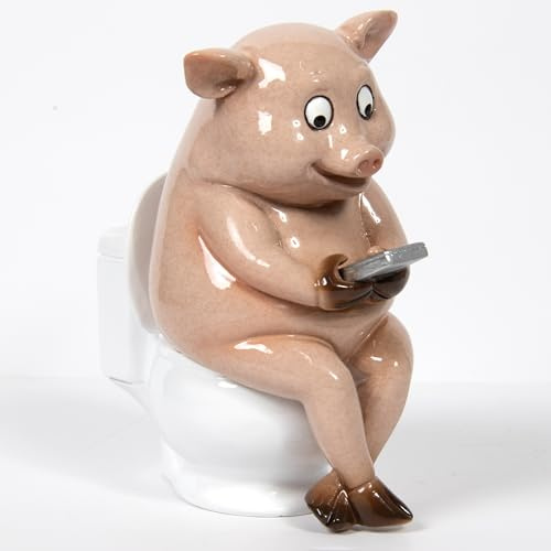 Lesser & Pavey Novelty s Pig Loo Time Decor Figurine | Decorative Display, Artistic Interior Accent, Display Ornament, Attractive Craftsmanship, Ideal for Home and Office Décor