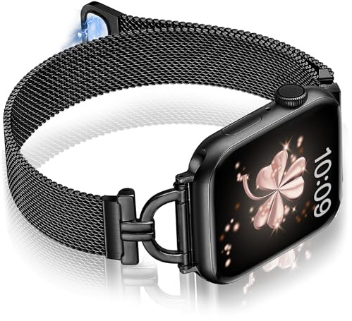 Vamyzji Compatible con Correa Apple Watch 42mm(Series 11/10) 40mm 38mm, Silm Magnético Milanesa Malla Correa de Metal para Apple Watch SE Series 11 10 9 8 7 6 5 4 3 2 1,iWatch Band Mujer,Medianoche