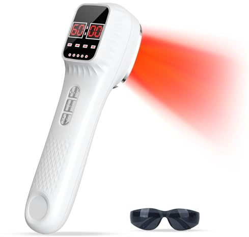 Dispositivo portátil con luz roja y soporte, 16×650 + 3×808 Cuatro modos de funcionamiento y función de temporizador con 12 niveles El dispositivo con luz roja una pantalla LED y gafas protectoras