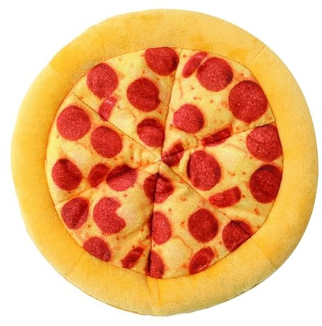 LAIOUSN Kaufreundliches Plüsch-Pizza-Haustierspielzeug für Hunde und Katzen, realistische Pizza mit Quietscher für Interaktion im Innenbereich, sicheres Spielzeug