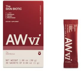 AWvi The Skin Biotic — Daily Probiotic & Prebiotic Supplement with Retinol and Biotin for the 'Gut–Skin' axis, microbiome Balance, Barrier Function, and Cellular Renewal (30 sachets of 1 g)