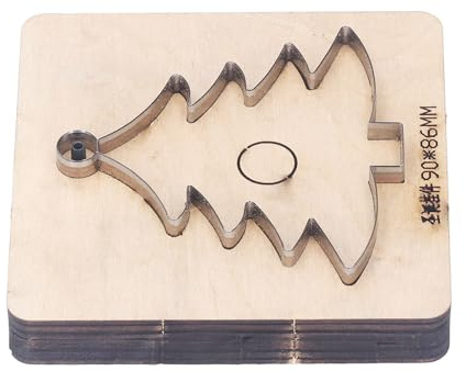 Yctze Leder-Stanzform, Weihnachtsbaum-Stanzer aus Legiertem Stahl, Birkenholz-Bastelwerkzeug mit Stahlklinge, Ideal für Lederhandwerk und -Projekte