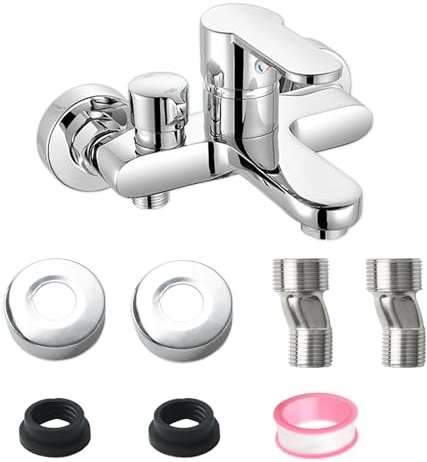 BTIUGYI Mitigeur de baignoire - Robinet de baignoire chaud et froid - Avec accessoires de montage - Montage mural - Pour douche et baignoire