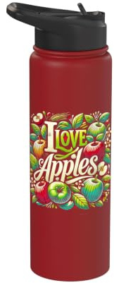 Divertente I Love Mele Frutta Vegetariana Stainless Steel Insulated Water Bottle