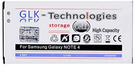 GLK-Technologies - Batteria di ricambio ad alta potenza per Samsung Galaxy Note 4 IV SM-N910F, batteria originale da 3400 mAh