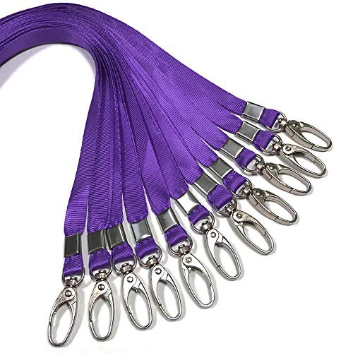 50 Stück Schlüsselbänder lila Umhängeband für Ausweise, Nylon, Schlüsselband, drehbarer Haken für Büro, Ausweise, Schlüsselanhänger