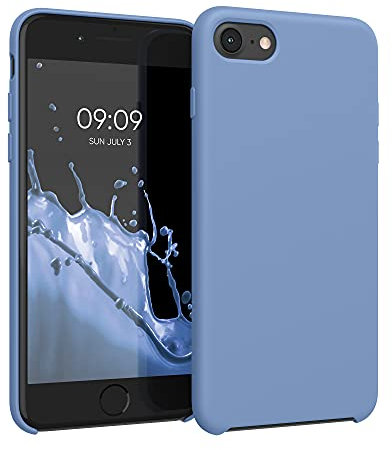 kwmobile Case Compatible with Apple iPhone SE (2022) / iPhone SE (2020) / iPhone 8 / iPhone 7 Case - TPU Silicone Phone Cover with Soft Finish - Azure Blue