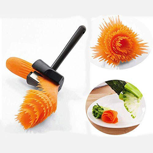 BOLLAER Carrot Carving Roll Peeler Potato Spiral Slicer, Vegetable Roll Flower Decorative Tool, Kitchen Gadget Fruit Cucumber Salad Cutter