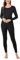 LAPASA Damen Innenfleece Thermounterwäsche Set, Thermooberteil & Thermohose Leggings Funktionsunterwäsche Sets, L41 Schwarz, 200 Wärmer, M