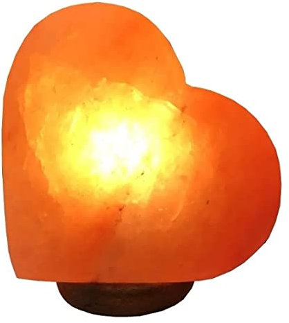 Heart Shape Himalayan Salt Lamp Pink Rock Crystal Light | Natural Quality Hand Crafted from Foothills of Himalayas Comes with Complete Fitting Wooden Base UK Switch Cable and Bulb (Heart Shape)