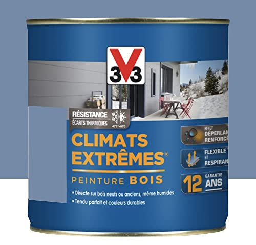 Peinture bois Climat Extrême Satin 0,5L (teinte au choix) V33 (bleu provence) - Teinte : Bleu provence