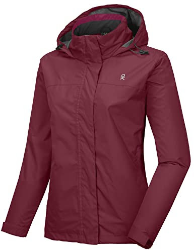 Little Donkey Andy Damen wasserdichte Regenjacke Leichte atmungsaktivem Regenjacke für Outdoor-Windbreaker zum Wandern, Reisen Dunkelrot XXL